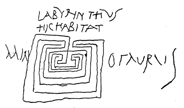 Bilde av labyrint fra Pompei.